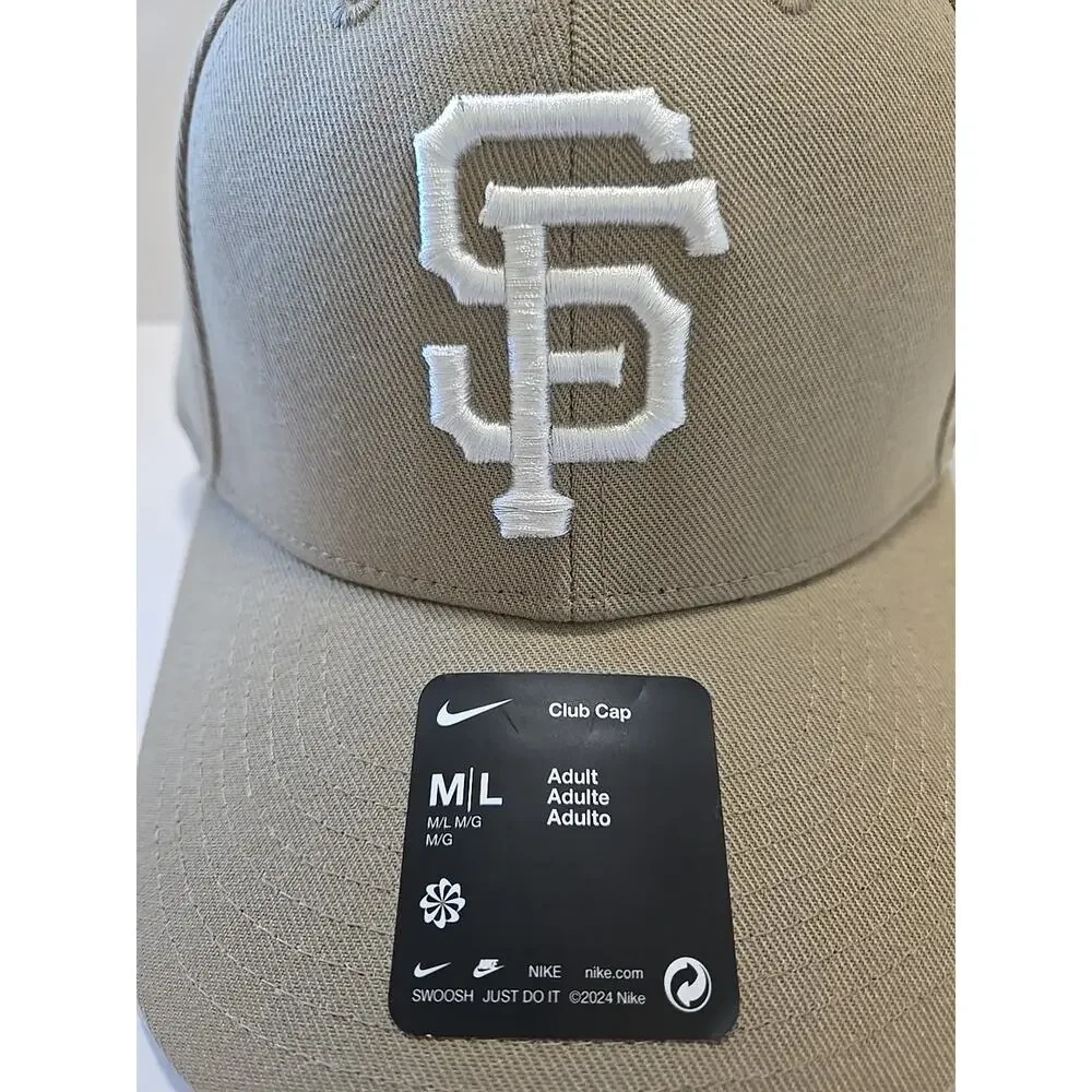 Nike San Francisco Giants Khaki Club Cap Adjustable Hat Cap Size M/L Structure - Picture 2 of 10